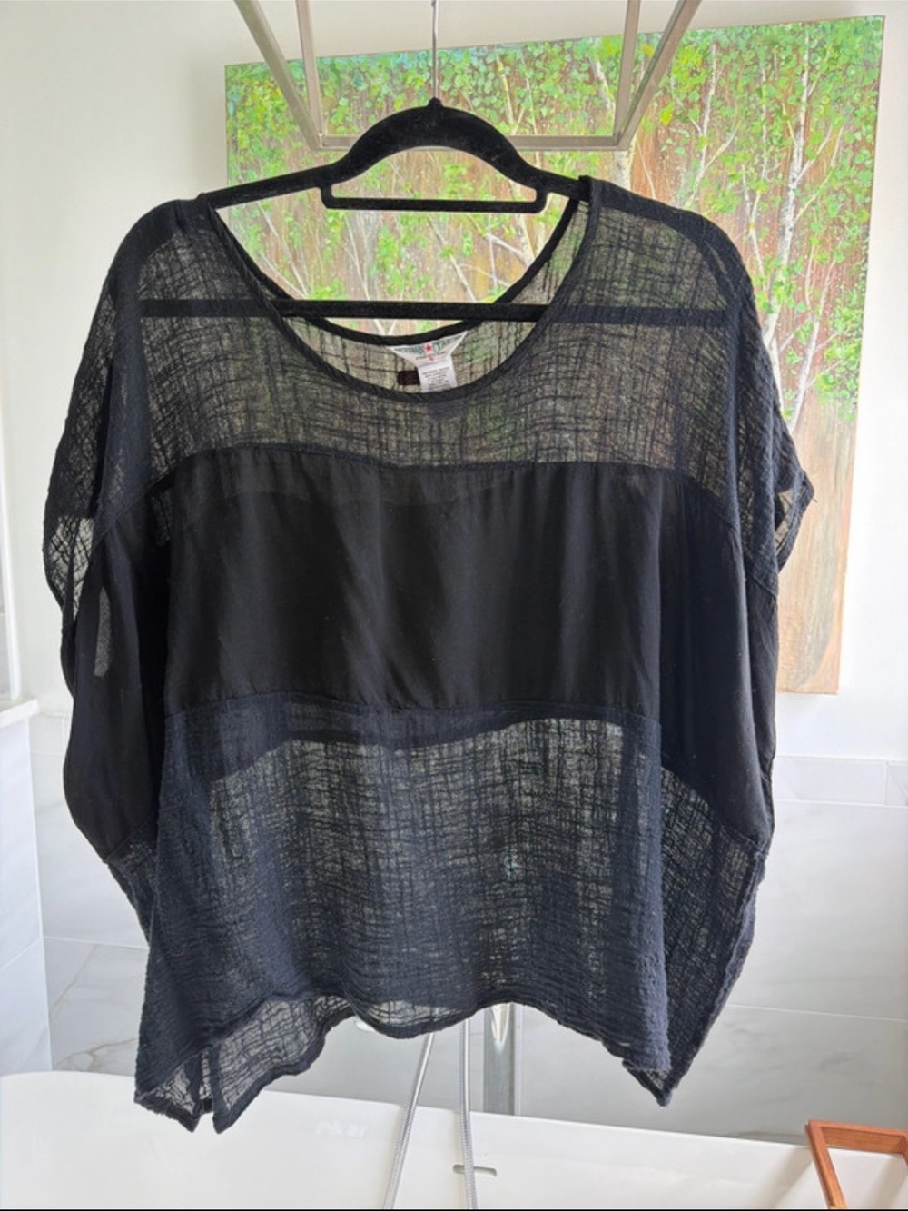 Hard Tail Black Sheer Layered Tunic Top